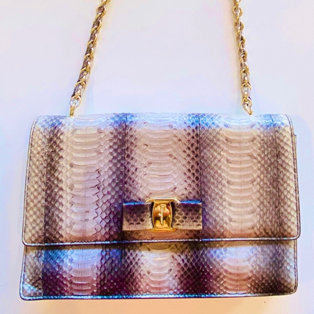 💋Python Salvatore Ferragamo Varo Bow Snakeskin